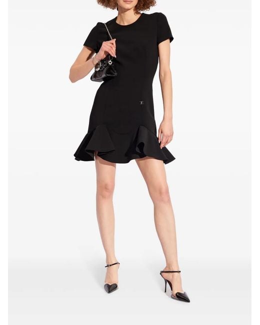 DSquared² Black Ruffled-Hem Mini Dress