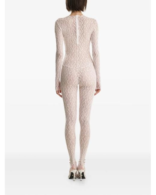 2310 STUDIO White Gemusterter Jumpsuit