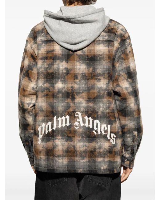 Palm Angels Gray Check-Pattern Shirt Jacket for men