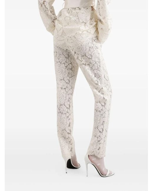 Dolce & Gabbana White Dna Lace-Detailing Trousers