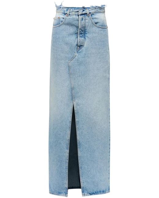 MM6 by Maison Margiela Blue Denim Long Skirt