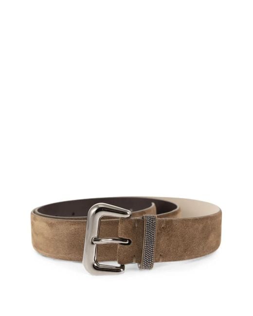 Brunello Cucinelli Brown Jewelled Suede Belt