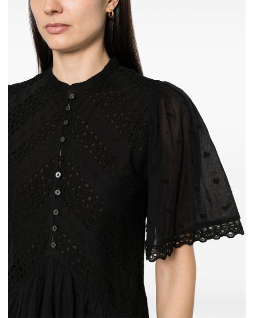 Isabel Marant Slayae Broderie Anglaise Mini-jurk in het Black