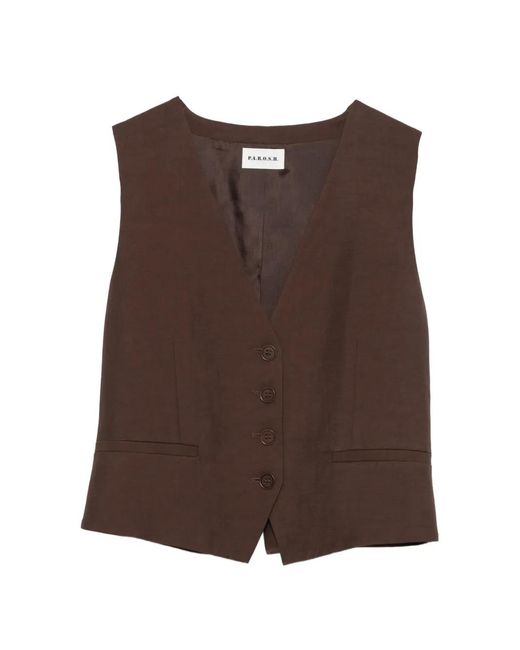 P.A.R.O.S.H. Brown Button V-Neck Gilet