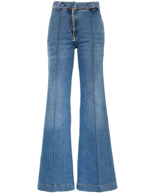 Liu Jo Blue Chain-belt Flared Jeans