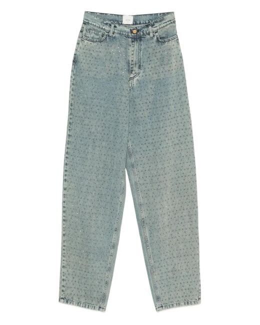 Alysi Blue Rhinestone-Embellished Jeans