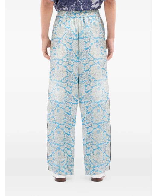 Pierre Louis Mascia Blue Floral Jacquard Trousers