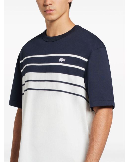 Lacoste Blue Striped Organic Cotton T-shirt for men