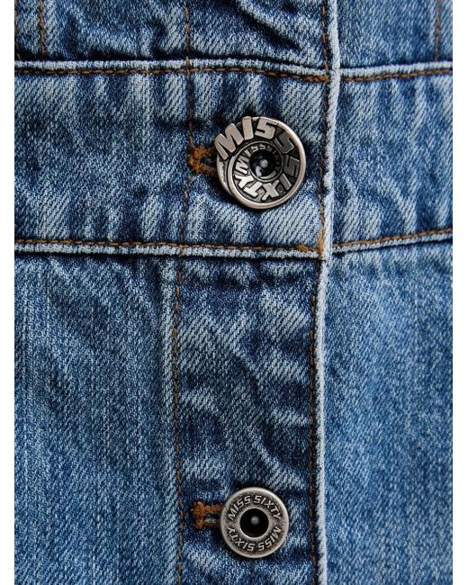 Miss Sixty Blue Sleeveless Button-Front Denim Midi Dress