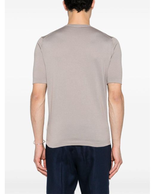 Dell'Oglio Fine-knit cotton T-shirt in White für Herren
