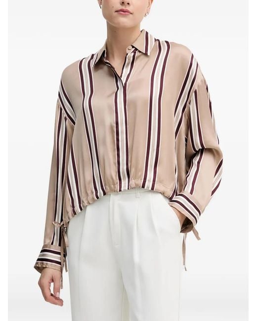 MARC AUREL Natural Striped Button-Up Shirt