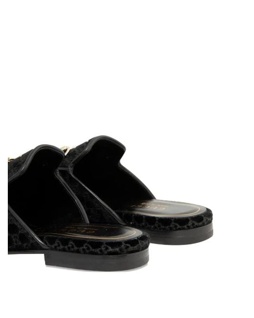 Gucci Black Horsebit Velvet Mules
