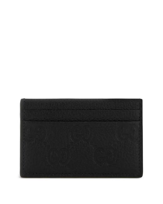 Gucci Black Gg-Debossed Leather Card Holder for men