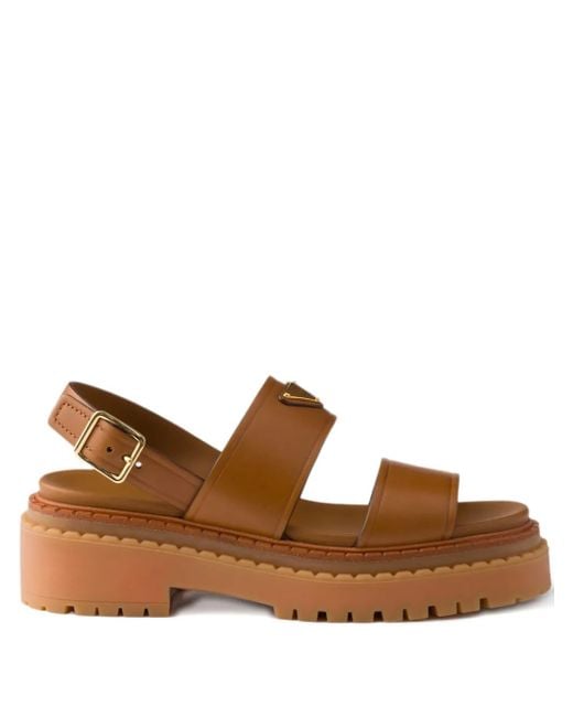 Sandali Platform Con Fibbia 55Mm di Prada in Brown