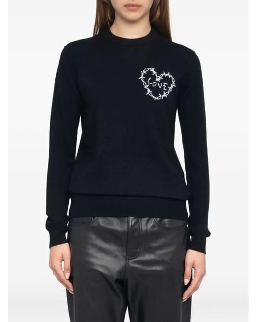 Zadig & Voltaire Blue Heart-Detail Sweater