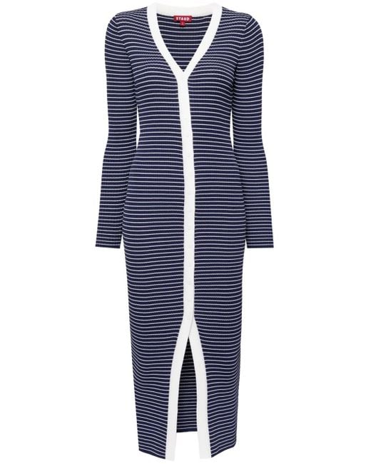 Staud Blue Shoko Striped Ribbed Dress