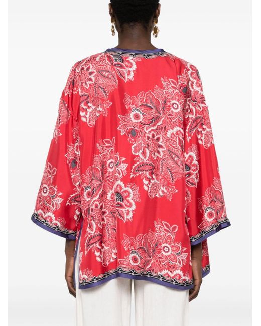 Etro Red Floral-print Silk Jacket