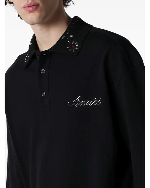 Amiri メンズ ブラック スタッズカラー ポロシャツ 【公式通販】