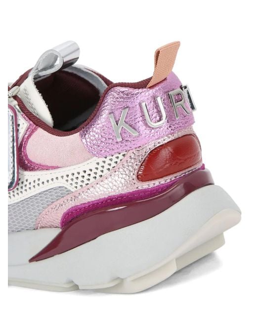 Kurt Geiger White Kurt Runner Metallic Leather Mesh Sneakers