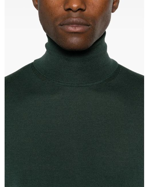 Canali Green Roll-Neck Merino Jumper for men