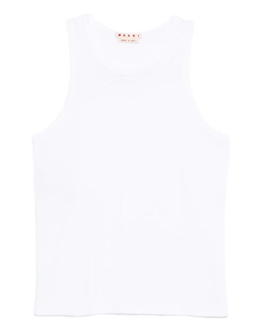 Marni White Organic Cotton Tank Top for men