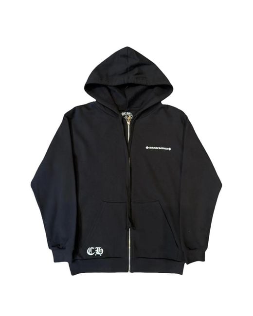 Chrome Hearts Black Logo-Print Zip-Up Hoodie for men