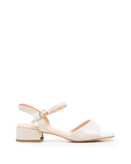 Linda Baumann Natural Patent-Finish Buckle-Fastening Sandals