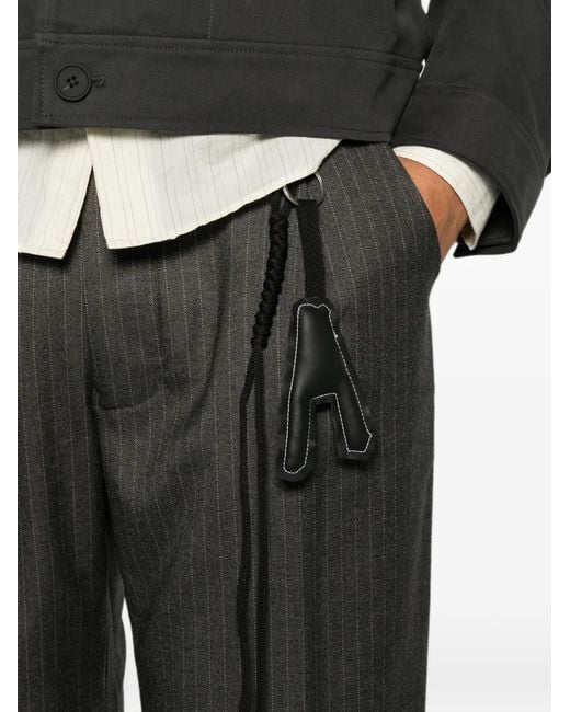 Song For The Mute Gray Stripe-Pattern Wide-Leg Trousers for men