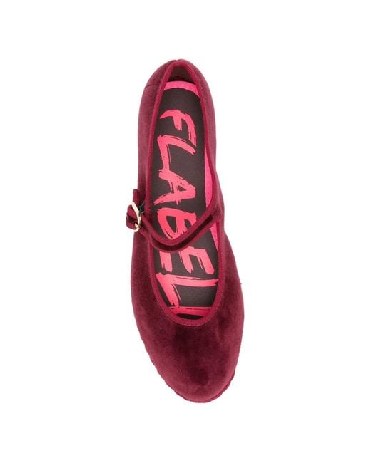 Flabelus Red Lucrecia Mary Jane Ballet Flats