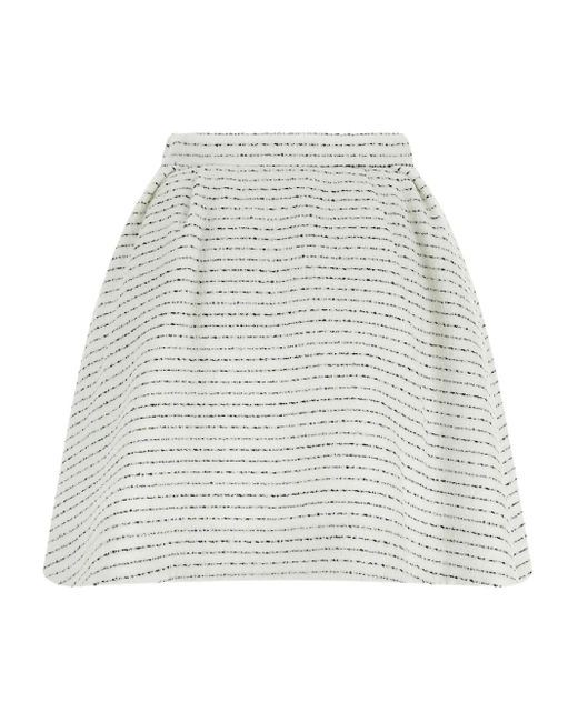 Alessandra Rich White Tweed Pleated Mini Skirt