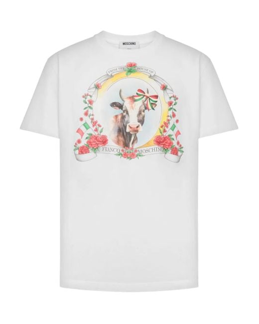 T-Shirt À Imprimé Graphique Moschino pour homme en coloris White