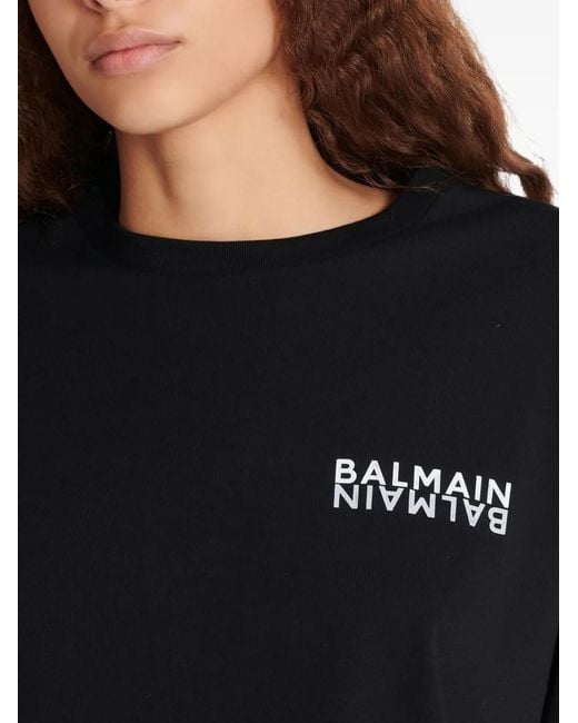 Balmain Black Print-Detail T-Shirt