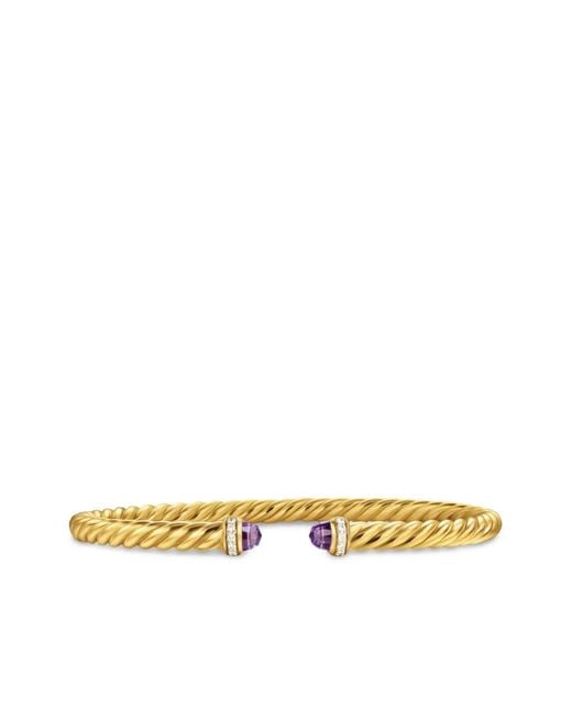 David Yurman Metallic 18Kt Cablespira Flex Amethyst And Diamond Bracelet (4Mm)