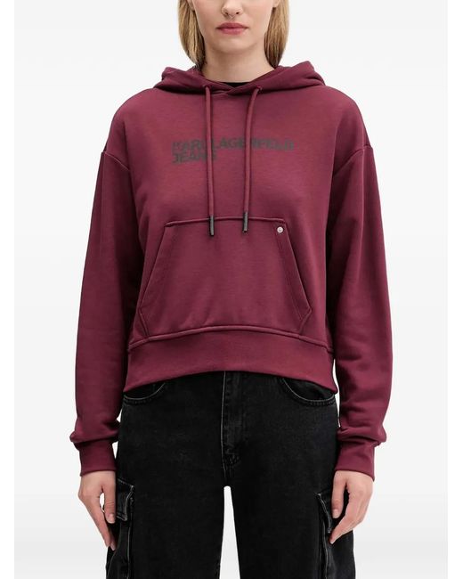 Karl Lagerfeld Red Logo-Print Hoodie
