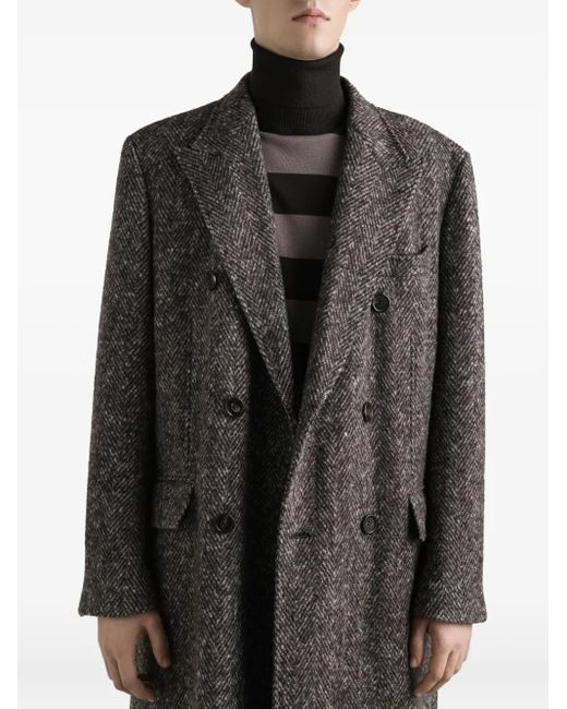 メンズ Dolce & Gabbana ヘリンボーン ダブルコート Gray