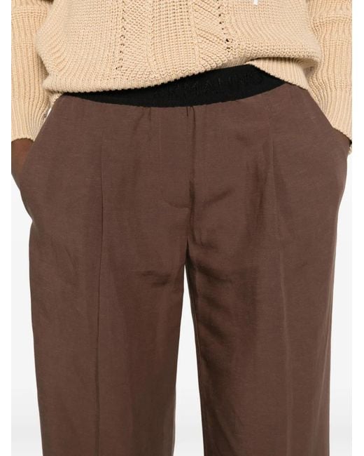 ERMANNO FIRENZE Brown Elasticated-Waistband Trousers