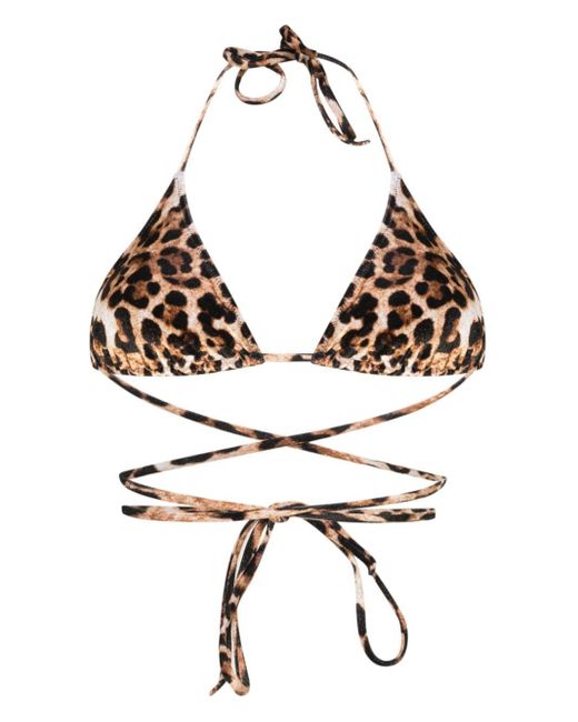 Vetements Brown Leopard-print Velour Bikini Top