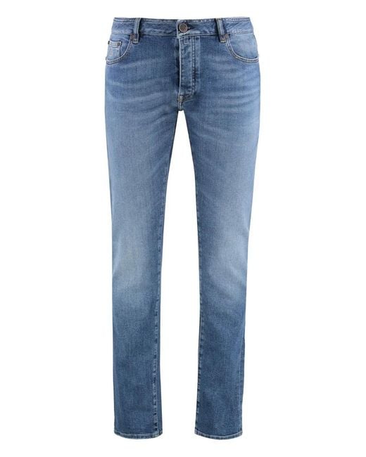 Moorer Blue Logo-Patch Five-Pocket Denim Jeans for men