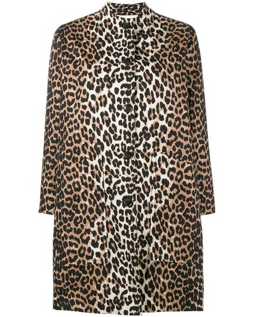 Ganni Brown Fabre Leopard Print Coat