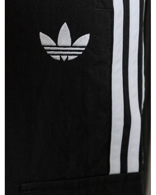 Adidas Black Logo-Embroidered Side-Stripe Cargo Pants for men