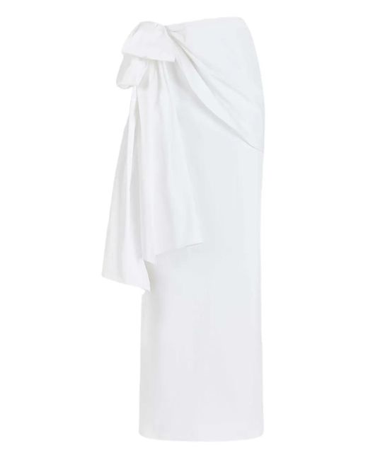 Rosie Assoulin White Hustle & Bustle Bow-Detail Draped Skirt