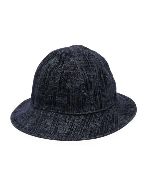 Cappello bucket denim con monogramma di Fendi in Blue da Uomo