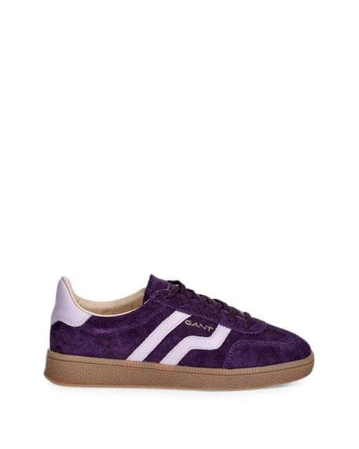 Gant Purple Suede Logo-Print Sneakers