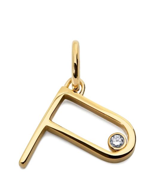 Monica Vinader Metallic Initial P Solitaire-Diamond Pendant