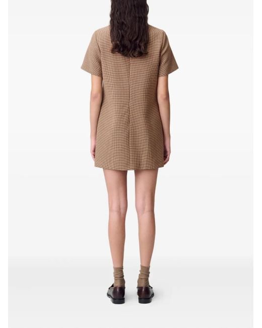 Claudie Pierlot Brown Kleid Mit Hahnentrittmuster
