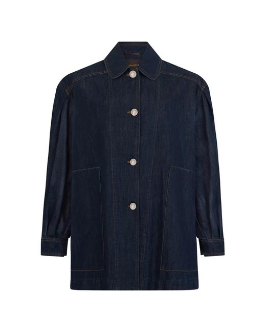 Moorer Blue Loose-Fit Denim Jacket