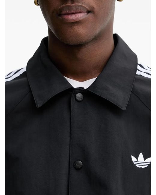 Adidas Black Logo-Embroidered 3-Stripes Jacket for men