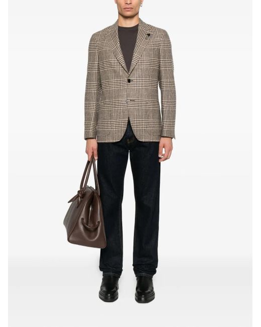 Lardini Brown Checked Wool Jacket for men
