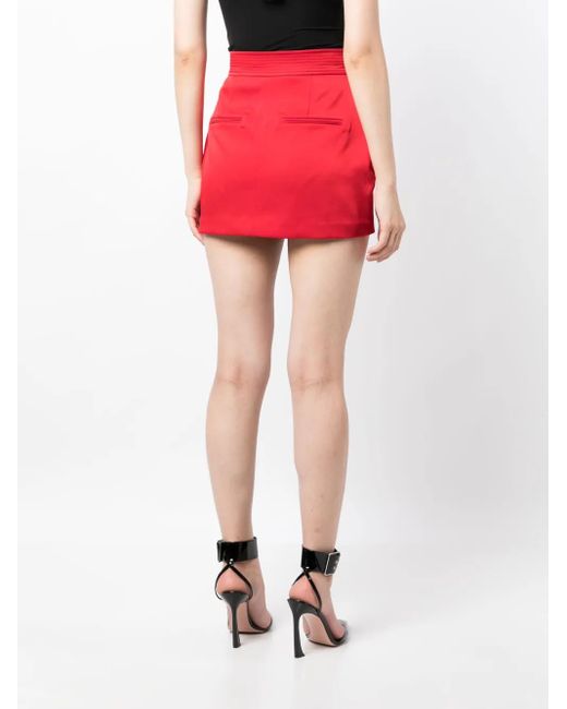 Alex Perry Red High-Waisted Satin-Finish Skirt