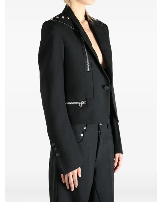 Rick Owens Black Zip-Detail Studded Jacket
